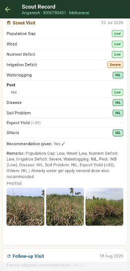 Mobile Scout checklist for field observations